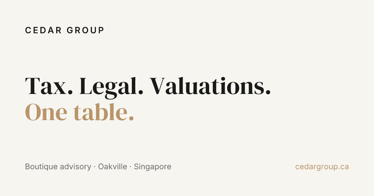 Cedar Group — Tax. Legal. Valuations. One table.
